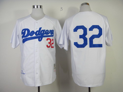 Los Angeles Dodgers #32 Sandy Koufax 1955 White Throwback Jersey