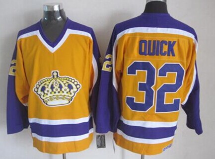 Los Angeles Kings #32 Jonathan Quick Yellow Throwback CCM Jersey
