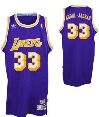 Los Angeles Lakers #33 Kareem Abdul-Jabbar Purple Swingman Throwback Jersey
