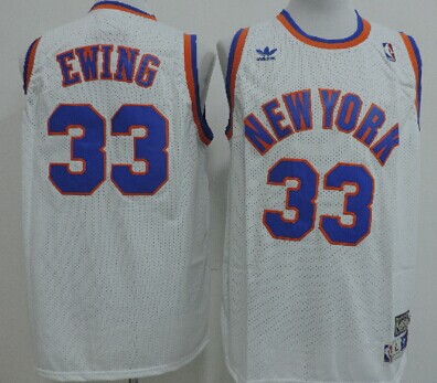 New York Knicks #33 Patrick Ewing White Swingman Throwback Jersey