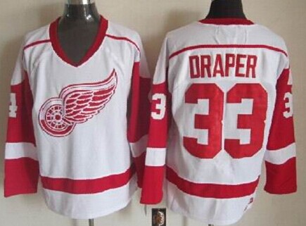 Detroit Red Wings #33 Kris Draper White Throwback CCM Jersey