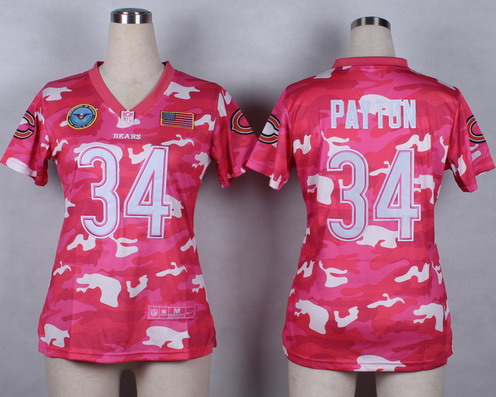 Nike Chicago Bears #34 Walter Payton 2014 Salute to Service Pink Camo Womens Jersey