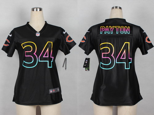 Nike Chicago Bears #34 Walter Payton Pro Line Black Fashion Womens Jersey