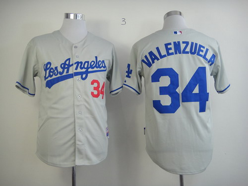 Los Angeles Dodgers #34 Fernando Valenzuela Gray Cool Base Jersey
