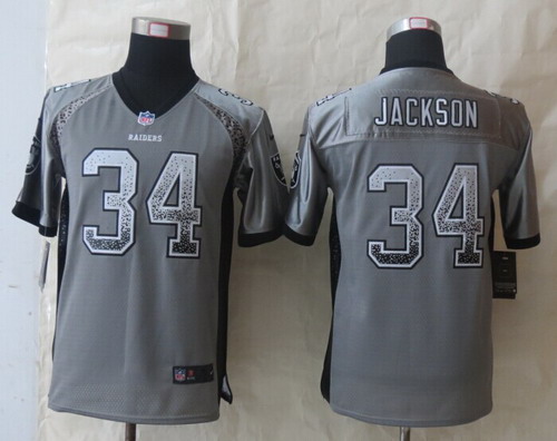 Nike Oakland Raiders #34 Bo Jackson Drift Fashion Gray Kids Jersey