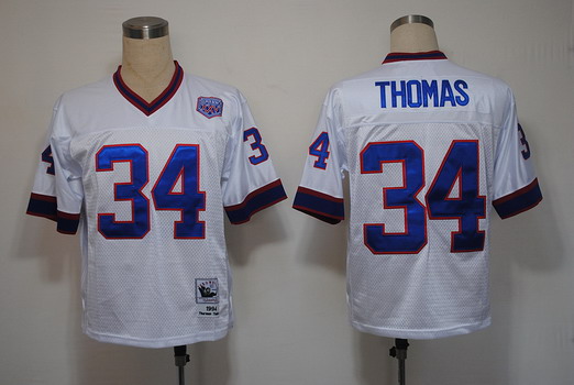 Buffalo Bills #34 Thurman Thomas White Throwback Jersey