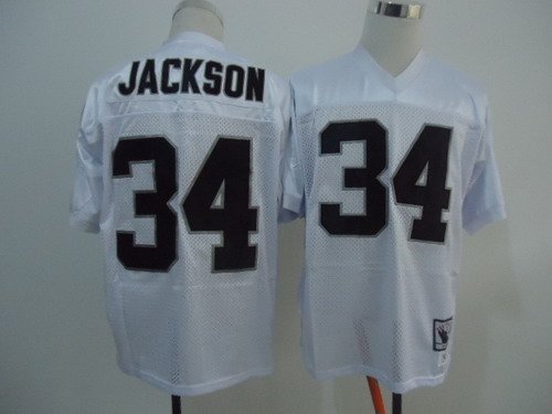 Oakland Raiders #34 Bo Jackson White Throwback Jersey