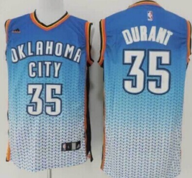 Oklahoma City Thunder #35 Kevin Durant Blue/White Resonate Fashion Jersey