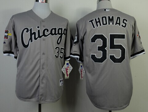 Chicago White Sox #35 Frank Thomas Gray 75TH Patch Jersey