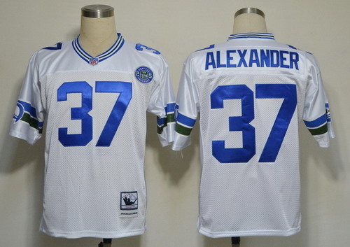 Seattle Seahawks #37 Shaun Alexander White Throwback Jersey