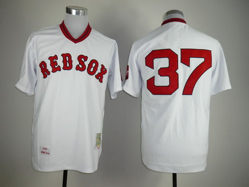 Boston Red Sox #37 Bill Lee 1975 White Throwback Jersey