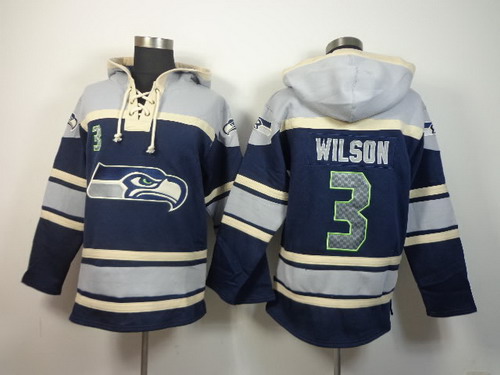 Seattle Seahawks #3 Russell Wilson 2014 Navy Blue Hoodie