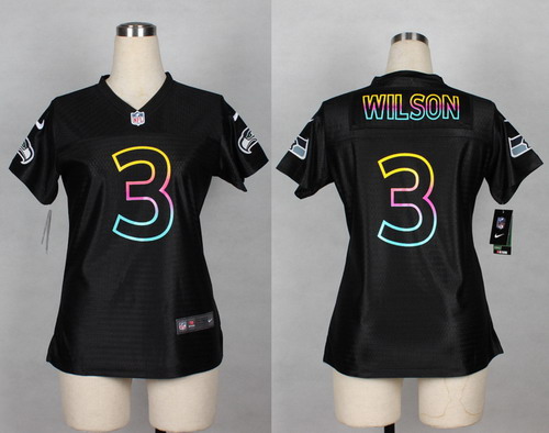 Nike Seattle Seahawks #3 Russell Wilson Pro Line Black Fashion Womens Jersey