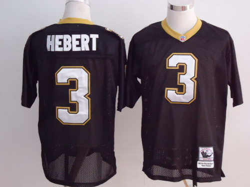 New Orleans Saints #3 Bobby Hebert Black Throwback Jersey