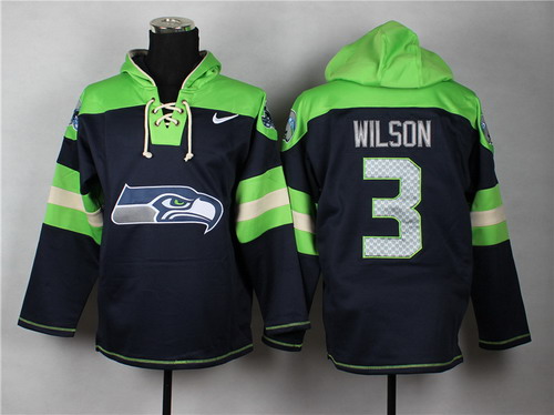 Nike Seattle Seahawks #3 Russell Wilson 2014 Navy Blue Hoodie
