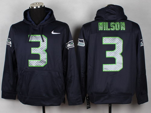 Nike Seattle Seahawks #3 Russell Wilson Navy Blue Hoodie