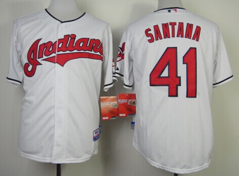 Cleveland Indians #41 Carlos Santana White Jersey