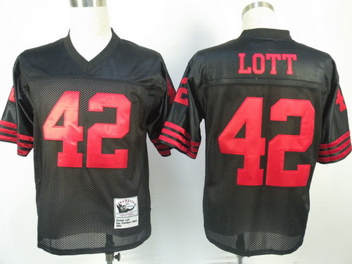 San Francisco 49ers #42 Ronnie Lott Black Throwback Jersey