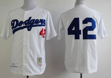 Los Angeles Dodgers #42 Jackie Robinson 1955 White Throwback Jersey