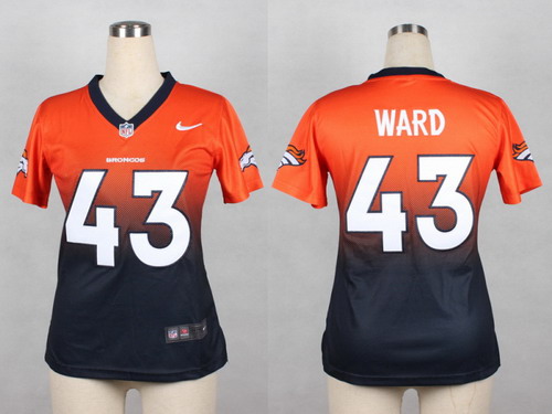 Nike Denver Broncos #43 T.J. Ward Orange/Navy Fadeaway Womens Jersey