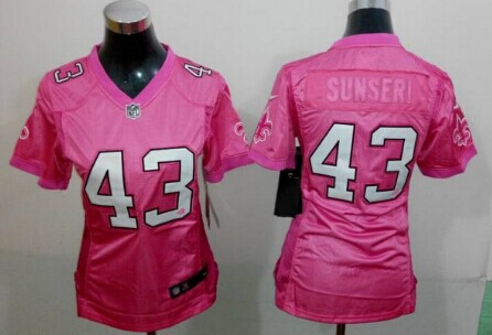 Nike New Orleans Saints #43 Vinnie Sunseri Pink Love Womens Jersey