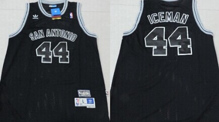 San Antonio Spurs #44 Iceman Nickname Black Swingman Throwback Jersey