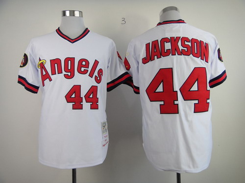 LA Angels of Anaheim #44 Reggie Jackson 1982 White Throwback Jersey