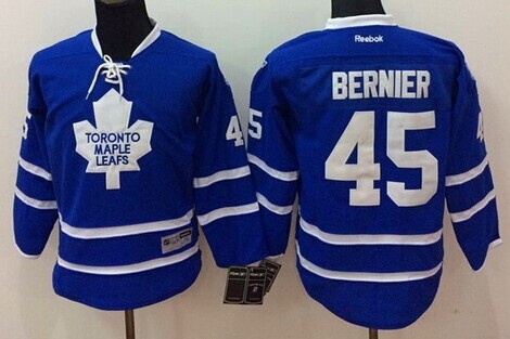 Toronto Maple Leafs #45 Jonathan Bernier Blue Kids Jersey