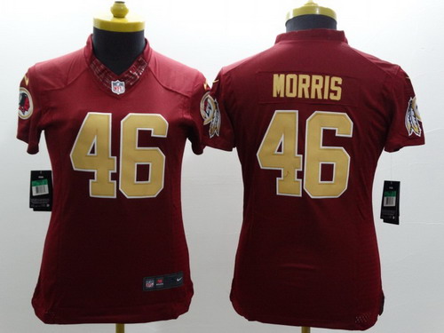 Nike Washington Redskins #46 Alfred Morris Red With Gold Limited Womens Jersey 