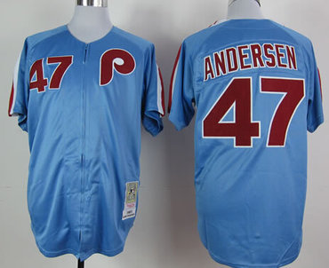 Philadelphia Phillies #47 Larry Andersen 1983 Blue Throwback Jersey