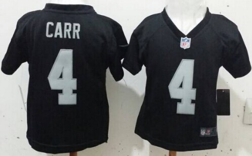 Nike Oakland Raiders #4 Derek Carr Black Toddlers Jersey