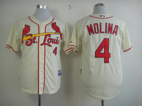 St. Louis Cardinals #4 Yadier Molina Cream Jersey