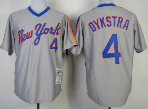 New York Mets #4 Lenny Dykstra 1987 Gray Throwback Jersey