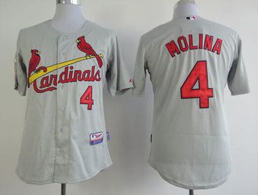 St. Louis Cardinals #4 Yadier Molina Gray Jersey