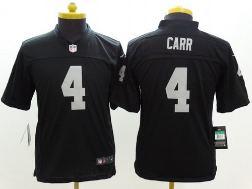 Nike Oakland Raiders #4 Derek Carr Black Limited Kids Jersey