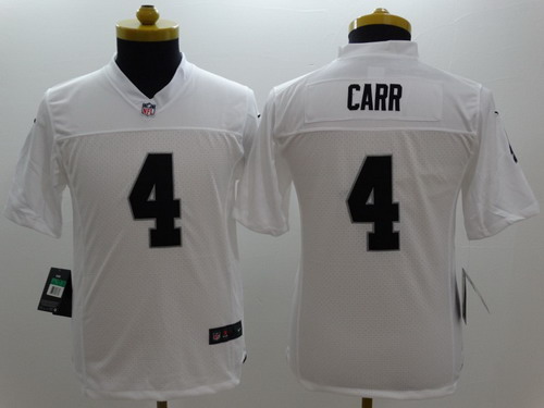 Nike Oakland Raiders #4 Derek Carr White Limited Kids Jersey