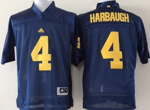 Michigan Wolverines #4 Jim Harbaugh Navy Blue Jersey