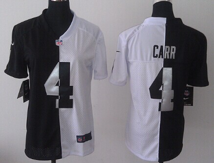 Nike Oakland Raiders #4 Derek Carr Black/White Two Tone Womens Jersey