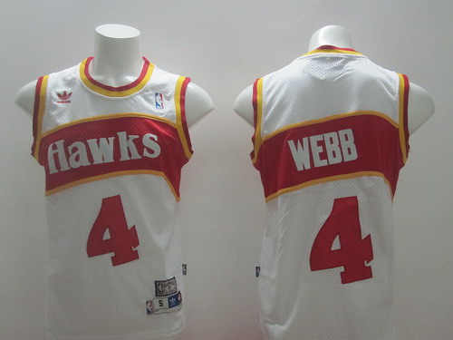 Atlanta Hawks #4 Spud Webb White Swingman Throwback Jersey