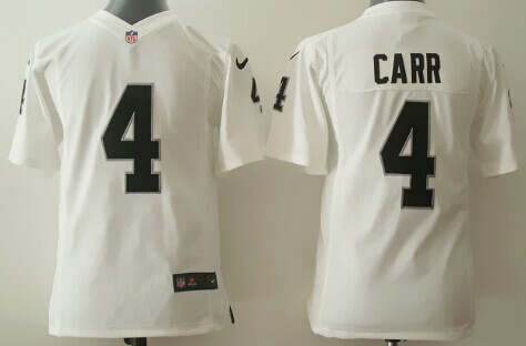 Nike Oakland Raiders #4 Derek Carr White Game Kids Jersey
