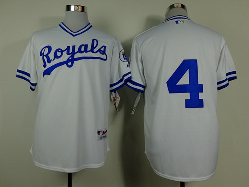 Kansas City Royals #4 Alex Gordon 1974 White Jersey