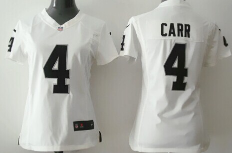 Nike Oakland Raiders #4 Derek Carr White Game Womens Jersey