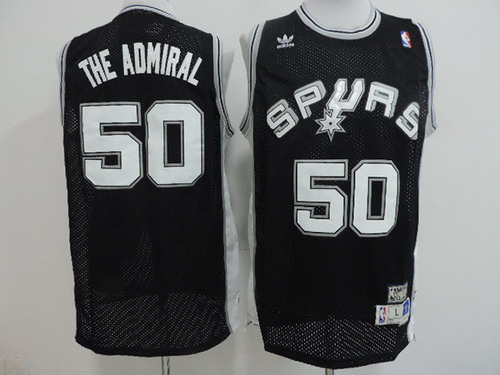 San Antonio Spurs #50 The Admiral Nickname Black Swingman Throwback Jersey
