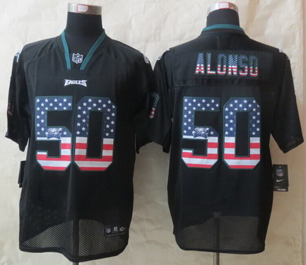 Nike Philadelphia Eagles #50 Kiko Alonso 2014 USA Flag Fashion Black Elite Jersey