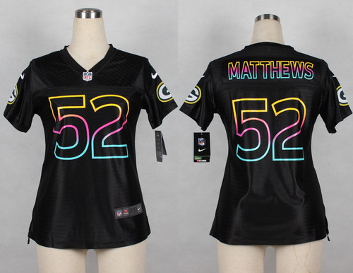 Nike Green Bay Packers #52 Clay Matthews Pro Line Black Fashion Womens Jersey