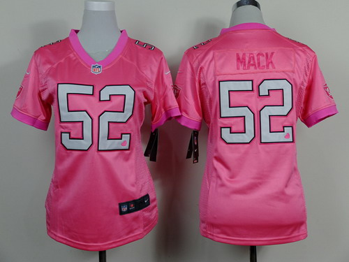 Nike Oakland Raiders #52 Khalil Mack Pink Love Womens Jersey
