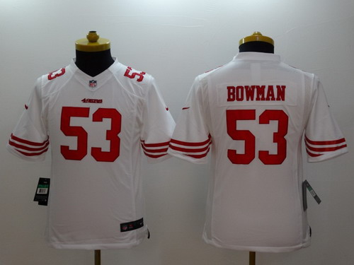 Nike San Francisco 49ers #53 NaVorro Bowman White Limited Kids Jersey