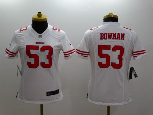 Nike San Francisco 49ers #53 Navorro Bowman White Limited Womens Jersey 