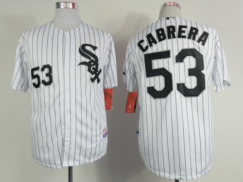 Chicago White Sox #53 Melky Cabrera White With Black Pinstripe Jersey
