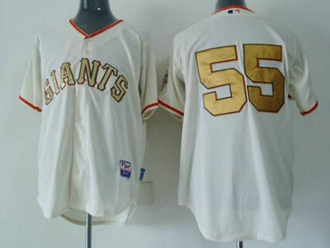 San Francisco Giants #55 Tim Lincecum Cream With Gold Jersey